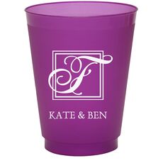 Pick Your Single Initial Monogram with Text Colored Shatterproof Cups