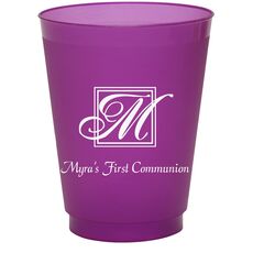 Pick Your Single Initial Monogram with Text Colored Shatterproof Cups