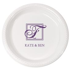 Pick Your Single Initial Monogram with Text Plastic Plates
