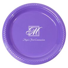 Pick Your Single Initial Monogram with Text Plastic Plates