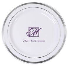 Pick Your Single Initial Monogram with Text Premium Banded Plastic Plates