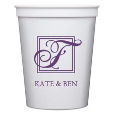 Pick Your Single Initial Monogram with Text Stadium Cups