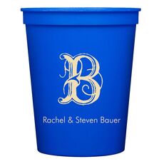 Pick Your Single Initial with Text Stadium Cups