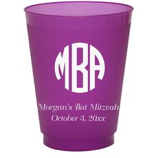 Rounded Monogram with Text Colored Shatterproof Cups