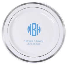 Rounded Monogram with Text Premium Banded Plastic Plates