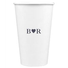 2 Initials Plus Heart Paper Coffee Cups