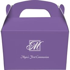 Pick Your Single Initial Monogram with Text Gable Favor Boxes