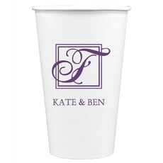 Pick Your Single Initial Monogram with Text Paper Coffee Cups