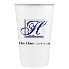 Pick Your Single Initial Monogram with Text Paper Coffee Cups