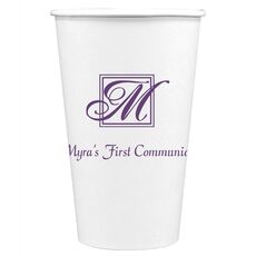 Pick Your Single Initial Monogram with Text Paper Coffee Cups