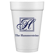 Pick Your Single Initial Monogram with Text Styrofoam Cups