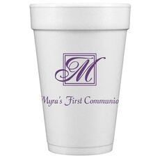 Pick Your Single Initial Monogram with Text Styrofoam Cups