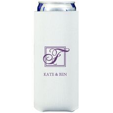 Pick Your Single Initial Monogram with Text Collapsible Slim Koozies