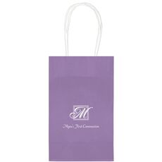 Pick Your Single Initial Monogram with Text Medium Twisted Handled Bags