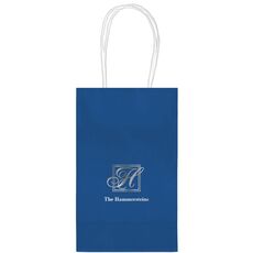 Pick Your Single Initial Monogram with Text Medium Twisted Handled Bags
