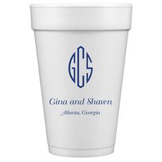 Shaped Oval Monogram with Text Styrofoam Cups