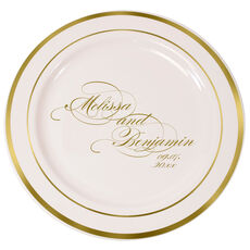 Romantic Script Premium Banded Plastic Plates