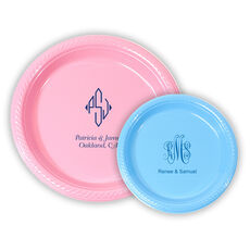 Pick Your Three Letter Monogram Style with Text Plastic Plates