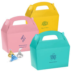 Pick Your Three Letter Monogram Style with Text Gable Favor Boxes