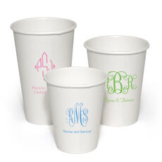 Pick Your Three Letter Monogram Style with Text Paper Coffee Cups