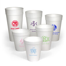 Pick Your Three Letter Monogram Style with Text Styrofoam Cups