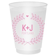 Laurel Wreath with Heart and Initials Shatterproof Cups