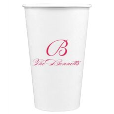 Pick Your Initial Monogram with Text Paper Coffee Cups
