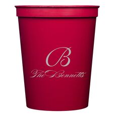 Pick Your Initial Monogram with Text Stadium Cups
