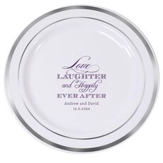 Love Laughter Ever After Premium Banded Plastic Plates