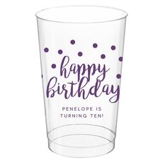 Confetti Dots Happy Birthday Clear Plastic Cups