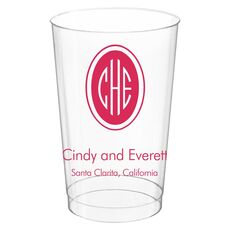 Outline Shaped Oval Monogram with Text Clear Plastic Cups