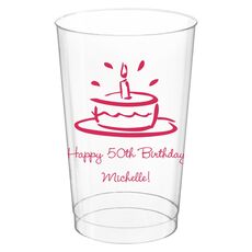Modern Birthday Cake Clear Plastic Cups