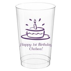 Modern Birthday Cake Clear Plastic Cups