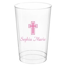 Outlined Cross Clear Plastic Cups
