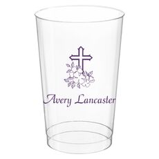 Floral Cross Clear Plastic Cups