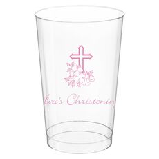 Floral Cross Clear Plastic Cups
