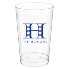 Striped Initial Clear Plastic Cups
