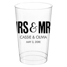 Bold Mrs & Mrs Clear Plastic Cups