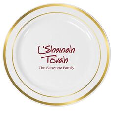 Studio L'Shanah Tovah Premium Banded Plastic Plates