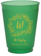 Initial Wreath Colored Shatterproof Cups