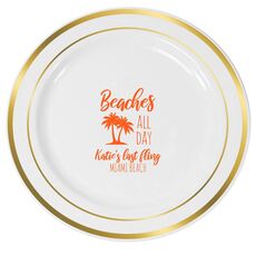Beaches All Day Premium Banded Plastic Plates
