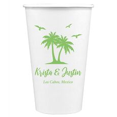 Palm Tree Island Paper Coffee Cups