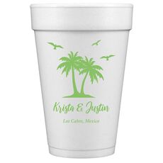 Palm Tree Island Styrofoam Cups