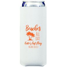 Beaches All Day Collapsible Slim Koozies