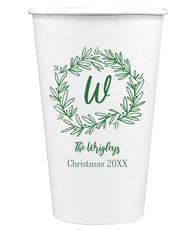 Initial Wreath Paper Coffee Cups