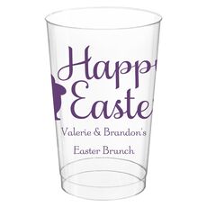 Script Happy Easter Bunny Clear Plastic Cups