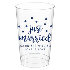Confetti Dots Just Married Clear Plastic Cups