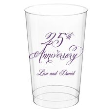 Elegant 25th Anniversary Clear Plastic Cups