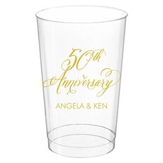 Elegant 50th Anniversary Clear Plastic Cups