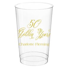 Elegant 50 Golden Years Clear Plastic Cups